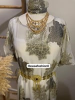 درع شيفون مطرز بالترتر مع طقم الحزام التراثي