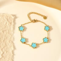 اسوارة زهرة البرسيم ذهبي مع حجر ملون