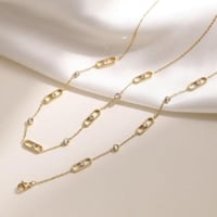 طقم ذهبي سلسال واسوارة مميزة من الستانلس ستيل مرصع...