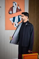 سديري شتوي ياقة قلاب رصاصي مع اسود-متجر فرح