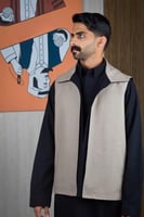 سديري شتوي ياقة قلاب أسود مع ترابي-متجر فرح