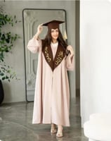 عبايات تخرج لون بيج مع وشاح بني-متجر فرح