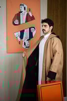 فروه شتوية لون أسود مع بيج-متجر فرح