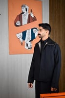 سديري شتوي ياقة قلاب أسود مع ترابي-متجر فرح