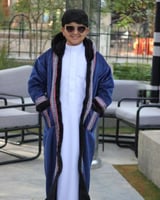 فروة كحلي مبطنة بفراء نقش سدو-متجر فرح