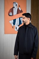 سديري شتوي ياقة قلاب رصاصي مع اسود-متجر فرح