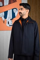 سديري شتوي ياقة قلاب أسود مع جملي-متجر فرح