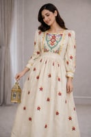 جلابية نسائية بتطريزات حديثة– كولكشن رمضان