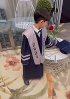 عبايات تخرج 2025 كحلي مع رمادي-متجر فرح