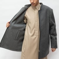 جاكيت شتوي دبل فيس لون رصاصي-متجر فرح