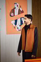 سديري شتوي ياقة قلاب أسود مع جملي-متجر فرح