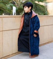 فروة لون كحلي بأطراف جلد-متجر فرح