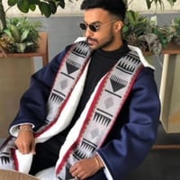 فروه رجالي كحلي بأطراف سدو شتوية-متجر فرح