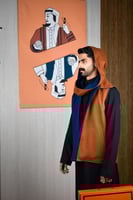 سديري شتوي ياقة قلاب أزرق مع جملي-متجر فرح