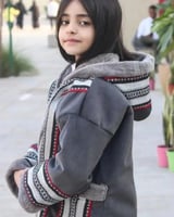 فروة رمادي مبطنة بفرو نقش سدو-متجر فرح