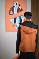 سديري شتوي ياقة قلاب أسود مع جملي-متجر فرح