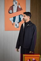 سديري شتوي ياقة قلاب بيج مع أسود-متجر فرح