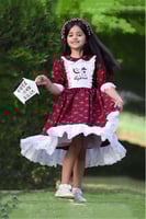 فستان رمضان شالكي عنابي مع دانتيل-متجر فرح