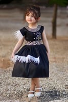 فستان العيد بناتي بالإسم أسود-متجر فرح