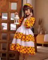 فستان شالكي برتقالي بناتي بالاسم-متجر فرح