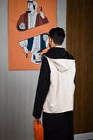 سديري شتوي ياقة قلاب بيج مع أسود-متجر فرح