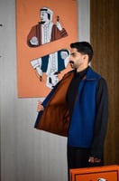 سديري شتوي ياقة قلاب جملي مع أزرق-متجر فرح