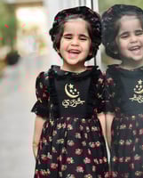 فستان رمضان شالكي أسود مع دانتيل-متجر فرح