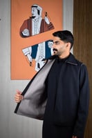 سديري شتوي ياقة قلاب رمادي مع أسود-متجر فرح