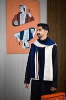 سديري شتوي ياقة قلاب بيج مع أزرق-متجر فرح