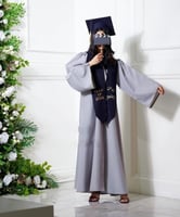 عبايات تخرج 2025رصاصي مع كحلي-متجر فرح