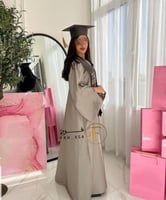 عبايات تخرج 2025 رصاصي غامق مع رمادي غامق-متجر فرح