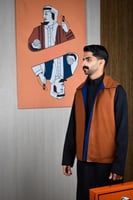 سديري شتوي ياقة قلاب جملي مع أزرق-متجر فرح