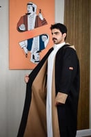 فروه شتوية لون أسود مع بيج-متجر فرح