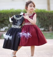 فستان العيد بناتي بالإسم عنابي-متجر فرح