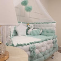 مفرش فاخر 120*60-12 قطعة قماش لينن محشي بالبلوستر