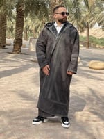 فروه رجالي قماش شامواه فرو خفيف بقبعه