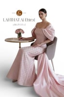 فستان سهره وردي مشغول خرز