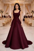 فستان عودي سهره مشغول بورد مطرز