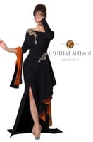 فستان سهره اسود مبطن باورانج مشغول بخرز