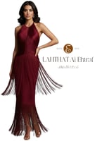 فستان ماسك على الجسم مزين بهدب عودي