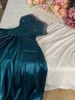 فستان بترولي تفته تطريز يدوي