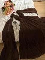 فستان بني ناعم شيفون