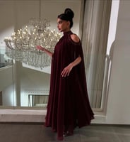 فستان شيفون تطريز عودي