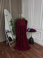 فستان سهرة مورد برغندي