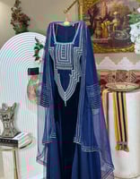 جلابية مخمل كحلي للتأسيس