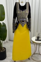 جلابية تراثية أصفر مع أسود