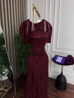 فستان برغندي للعيد | سكر