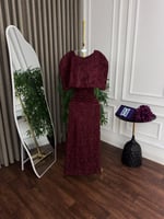 فستان برغندي للعيد | سكر