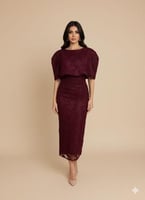 فستان برغندي للعيد | سكر