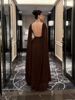 فستان بني ناعم شيفون